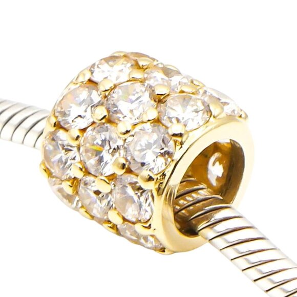 Vintage 14K Yellow Gold Cubic Zirconia Barrel Slider Pendant Charm - Picture 5 of 5